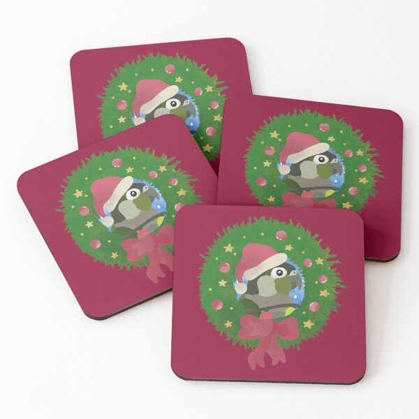 Item preview, Illustration of a Christmas garland with Green Cheeked Conure designed and sold by FandomizedRose.