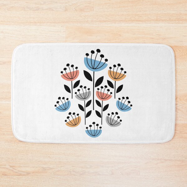 Artikelvorschau, MCM Gartenblumen Blau Koralle Gelb entworfen und verkauft von Pinkdeer Designs.
