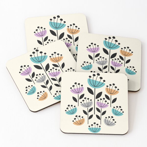 Item preview, MCM Garden Flowers Teal Pink Yellow designed and sold by Pinkdeer Designs.