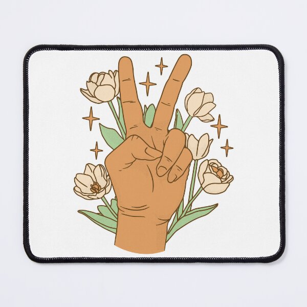 Item preview, Retro Boho Peace Sign Hand Floral Tulips Aesthetic designed and sold by Hilal-Studio.