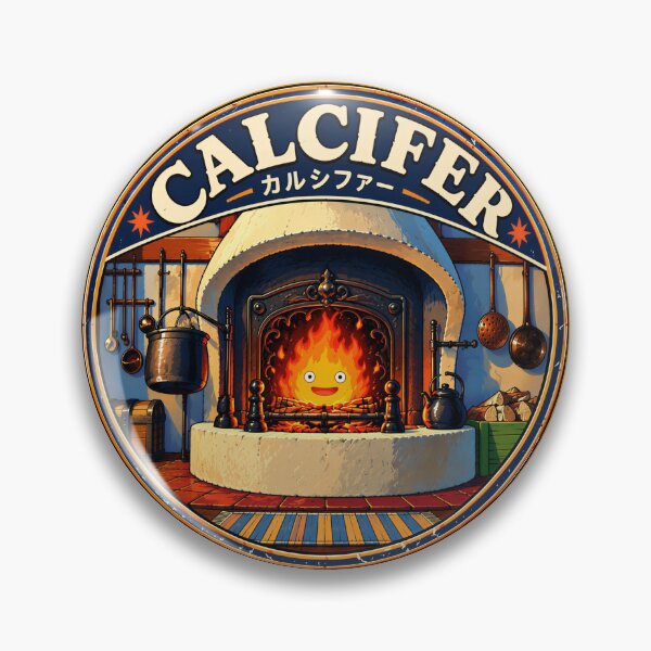 Item preview, Calcifer Fire Demon Hearth Badge - Howl's Moving Castle Fan Art designed and sold by killem667.
