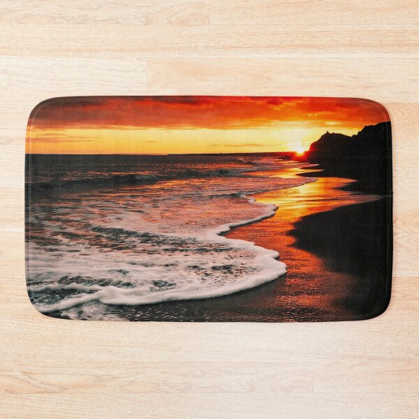 Item preview, Fiery Sunset Waves on a Dark Coastal Shore designed and sold by Exodoi.