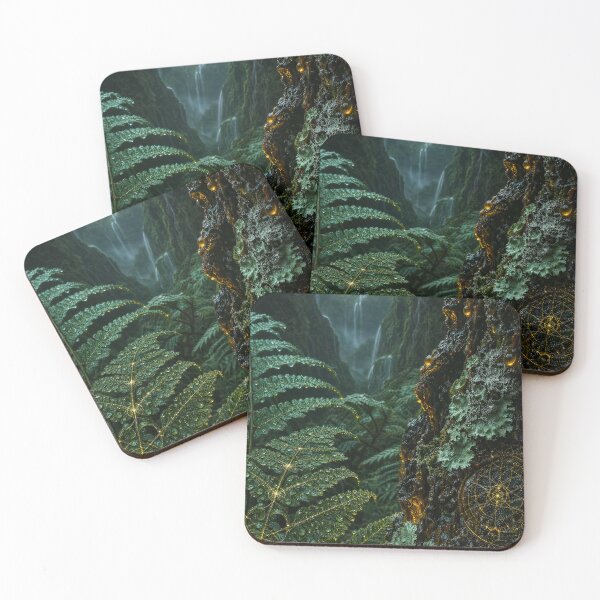 Item preview, Glowing Sacred Geometry Fern Ancient Rainforest Waterfall | Monkeybusiness designed and sold by monkeybusiness.pt.