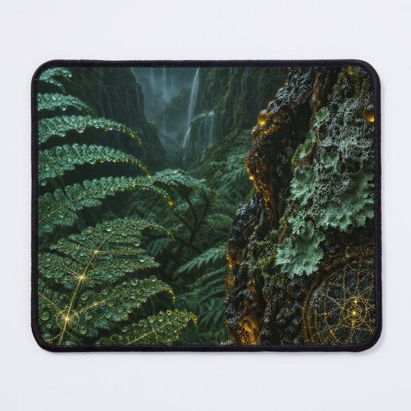Item preview, Glowing Sacred Geometry Fern Ancient Rainforest Waterfall | Monkeybusiness designed and sold by monkeybusiness.pt.