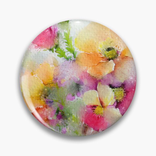 Item preview, Pink And Yellow Wildflowers Impressionist-Style Digital Watercolor designed and sold by DEC02.