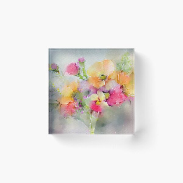 Item preview, Pink And Yellow Wildflowers Impressionist-Style Digital Watercolor designed and sold by DEC02.