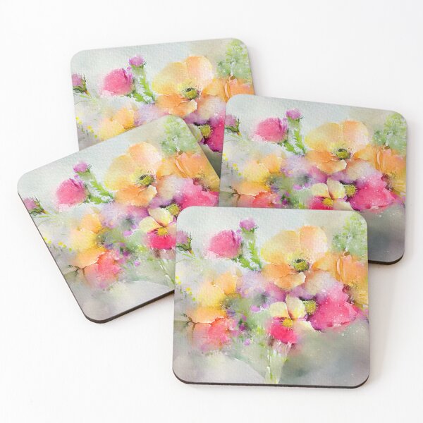 Item preview, Pink And Yellow Wildflowers Impressionist-Style Digital Watercolor designed and sold by DEC02.