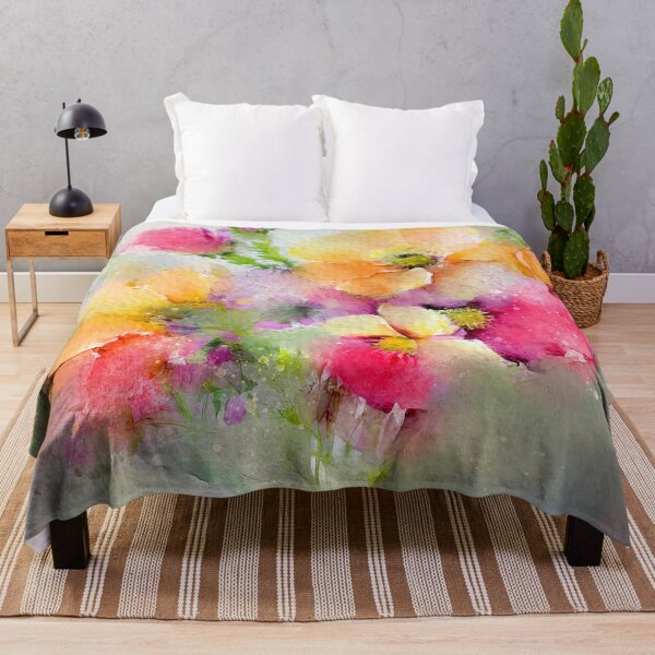 Item preview, Pink And Yellow Wildflowers Impressionist-Style Digital Watercolor designed and sold by DEC02.