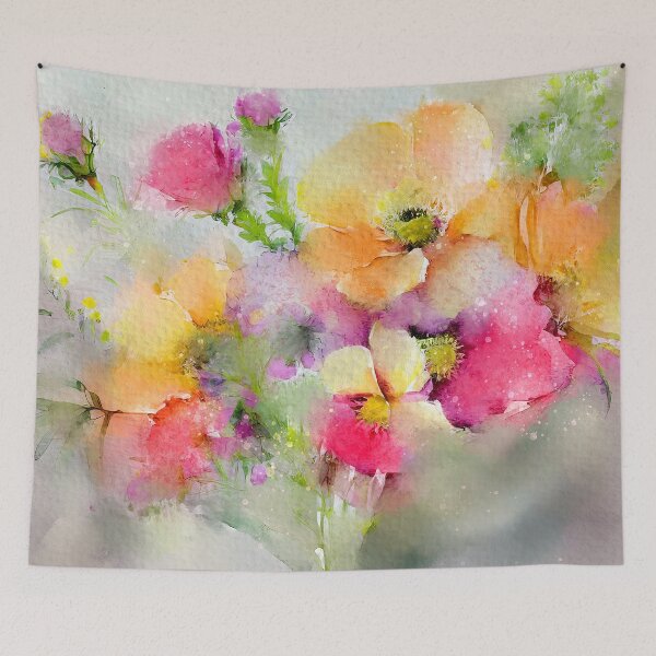 Item preview, Pink And Yellow Wildflowers Impressionist-Style Digital Watercolor designed and sold by DEC02.