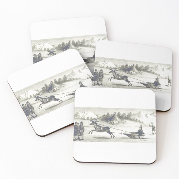 Item preview, Vintage Sami Reindeer Sledding Arctic Engraving designed and sold by Antique Science Press.
