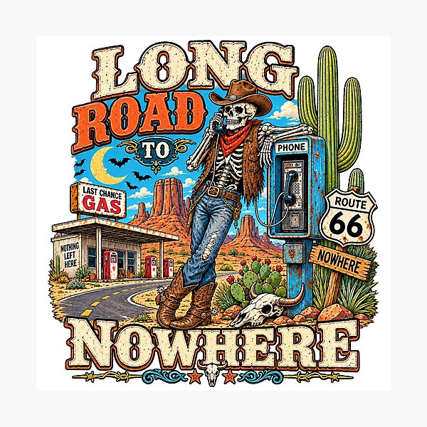 Item preview, It’s a long road to nowhere—and this cowboy has all the time in the world. designed and sold by webpatty.