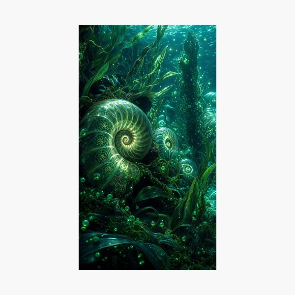 Item preview, Glowing Sacred Geometry Underwater Nautilus Shell | Monkeybusiness designed and sold by monkeybusiness.pt.