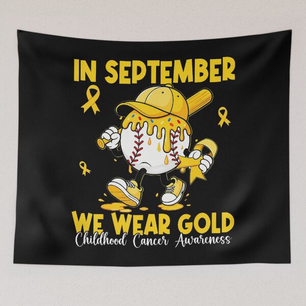 Item preview, In September We Wear Gold Baseball Drip Boy Childhood Cancer designed and sold by TysonLangosh.