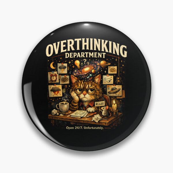Item preview, Overthinking Department Cute Cat Meme designed and sold by Funnygiftsstudio .