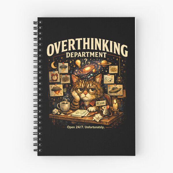 Item preview, Overthinking Department Cute Cat Meme designed and sold by Funnygiftsstudio .