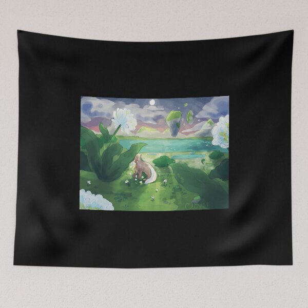Item preview, Whimsical Landscape with Floating Islands and Fox designed and sold by Catsi-Nook-Art.