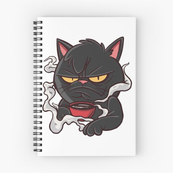 Item preview, Grumpy Black Cat Drinking Coffee Funny Morning Mood designed and sold by Hilal-Studio.