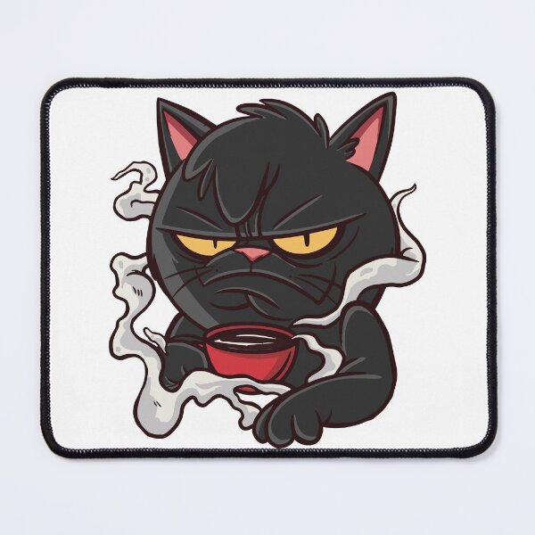 Item preview, Grumpy Black Cat Drinking Coffee Funny Morning Mood designed and sold by Hilal-Studio.