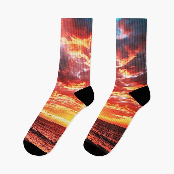 Item preview, Fiery Ocean Sunset – Dramatic Orange and Teal Sky designed and sold by Exodoi.