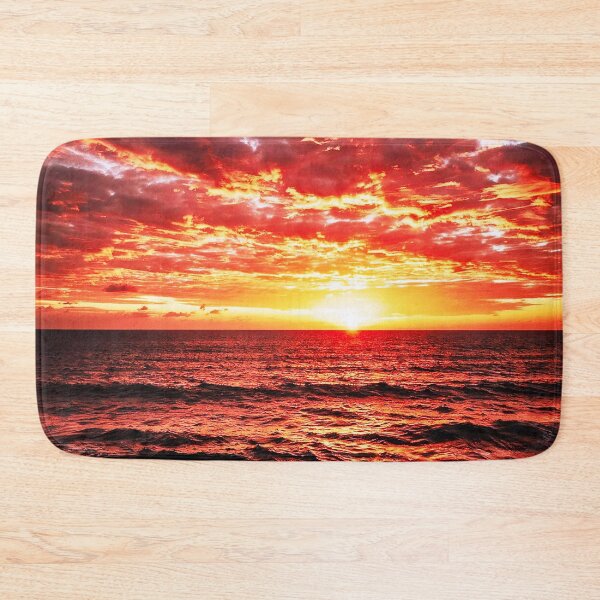 Item preview, Fiery Ocean Sunset – Dramatic Orange and Teal Sky designed and sold by Exodoi.