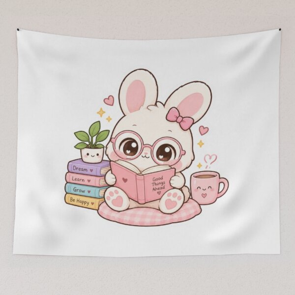 Item preview, Cute bunny reading book sticker designed and sold by Vegasstickers.