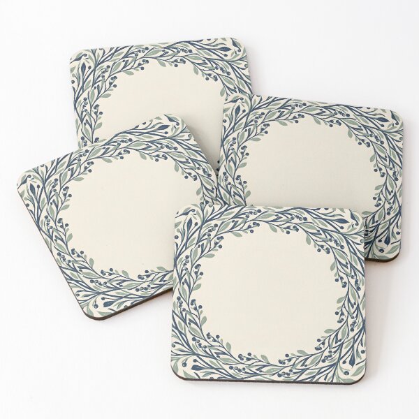 Item preview, Blue Botanical Vine Folk Art designed and sold by ArtlightStudio.