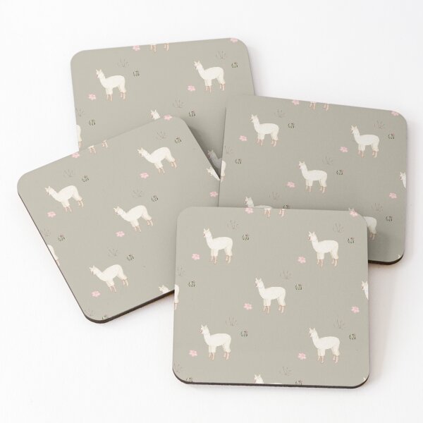 Item preview, Cute Watercolor Llama with Pink Flowers Taupe Grey Pattern designed and sold by svitlaarty.