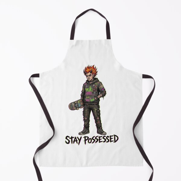 Item preview, Stay Possessed - Punk Demon Skater with Fiery Hair & Graffiti Skateboard Art designed and sold by StickVerse by Owais.