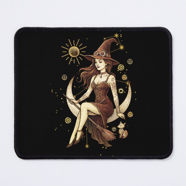 Item preview, Steampunk Witch on Crescent Moon – Vintage Halloween designed and sold by LixysTempo.