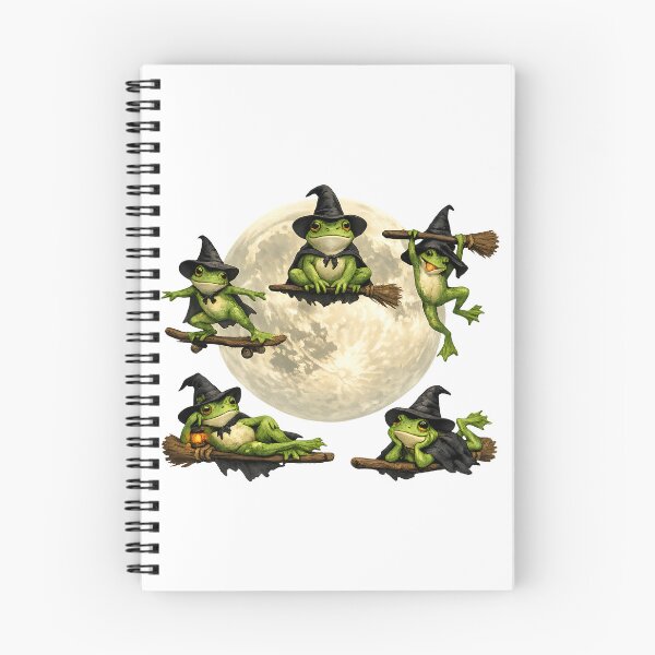 Item preview, Witchy Frog Coven - Cute Halloween Frogs Flying On Broomsticks Under Full Moon designed and sold by Neurospicy Trolls.