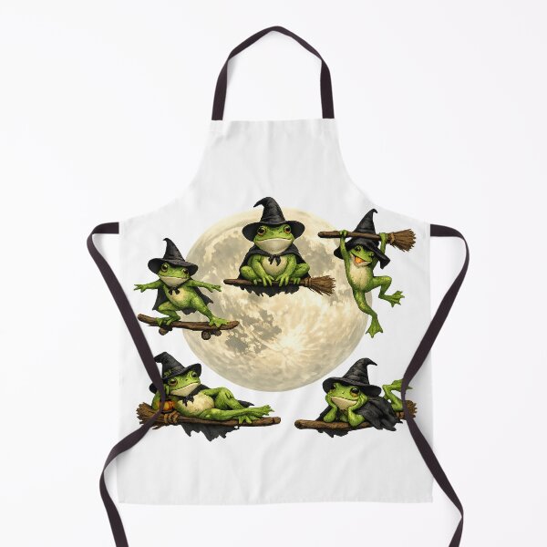 Item preview, Witchy Frog Coven - Cute Halloween Frogs Flying On Broomsticks Under Full Moon designed and sold by Neurospicy Trolls.