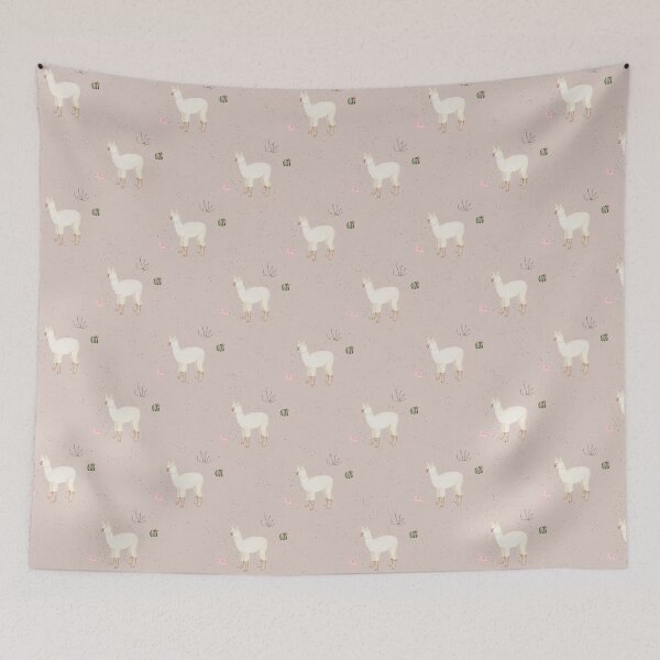 Item preview, Cute Watercolor Llama with Pink Flowers Speckled Pink Pattern designed and sold by svitlaarty.