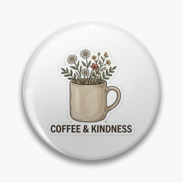 Item preview, Coffee & Kindness – Minimalist hand-drawn ceramic mug with wild flowers poking out designed and sold by littleearty.