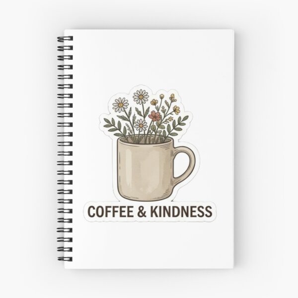 Item preview, Coffee & Kindness – Minimalist hand-drawn ceramic mug with wild flowers poking out designed and sold by littleearty.