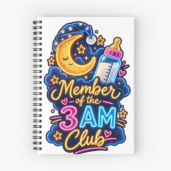 Item preview, Member Of The 3AM Club - Funny Neon Baby Bottle Moon Shirt For New Moms designed and sold by Neurospicy Trolls.