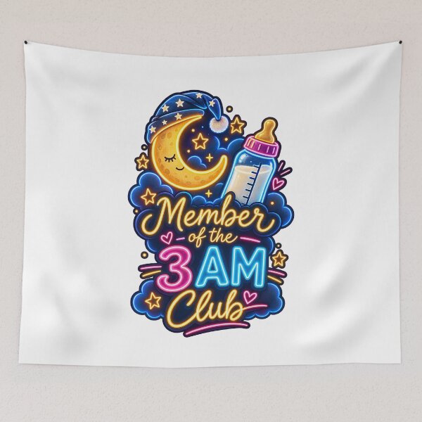 Item preview, Member Of The 3AM Club - Funny Neon Baby Bottle Moon Shirt For New Moms designed and sold by Neurospicy Trolls.