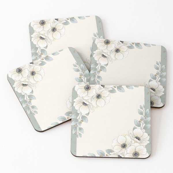Artikelvorschau, White Anemone Sage Floral Border entworfen und verkauft von ArtlightStudio.