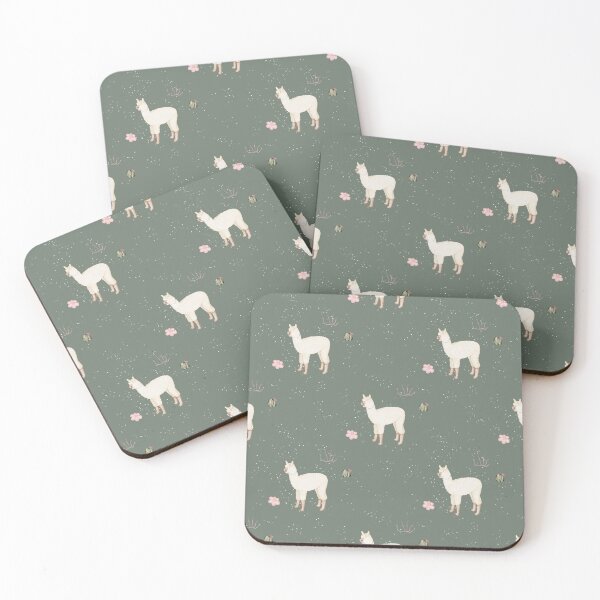 Item preview, Cute Watercolor Llama with Pink Flowers Sage Green Pattern designed and sold by svitlaarty.