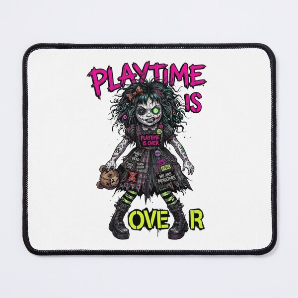 Item preview, Playtime is Over - Punk Goth Zombie Doll with Patches & Teddy Bear Art designed and sold by StickVerse by Owais.