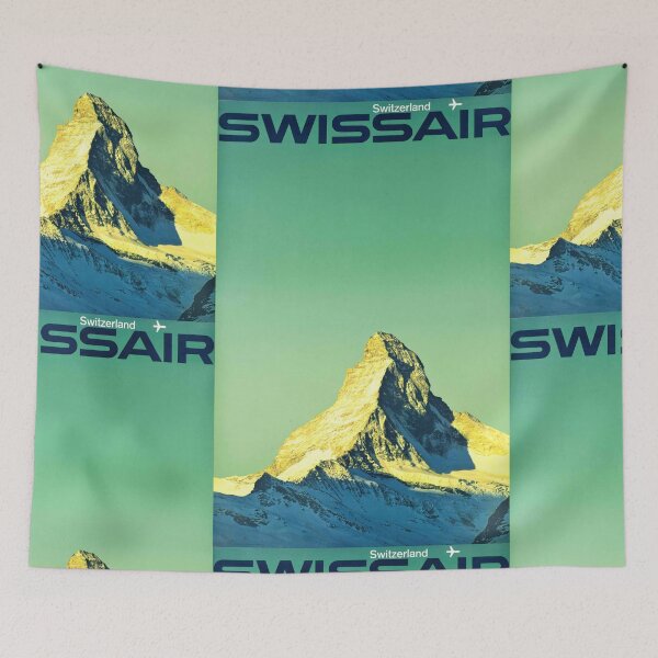 Item preview, Vintage Swissair Travel Poster | Mid Century Matterhorn Art | Swiss International Style | Minimalist Design & Bold Typography designed and sold by artofuniverse.