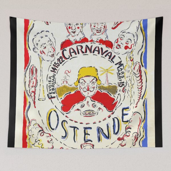Item preview, James Ensor Carnival Poster | 1931 Ostend Festival | Vibrant Expressionist Art | Grotesque Faces & Colorful Chaos designed and sold by artofuniverse.
