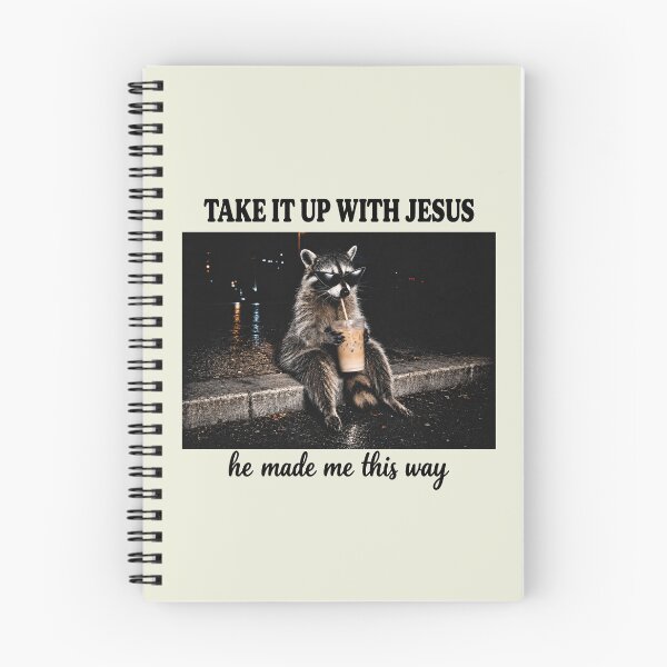 Item preview, Take It Up With Jesus, Funny Christian Raccoon designed and sold by haloochichi.