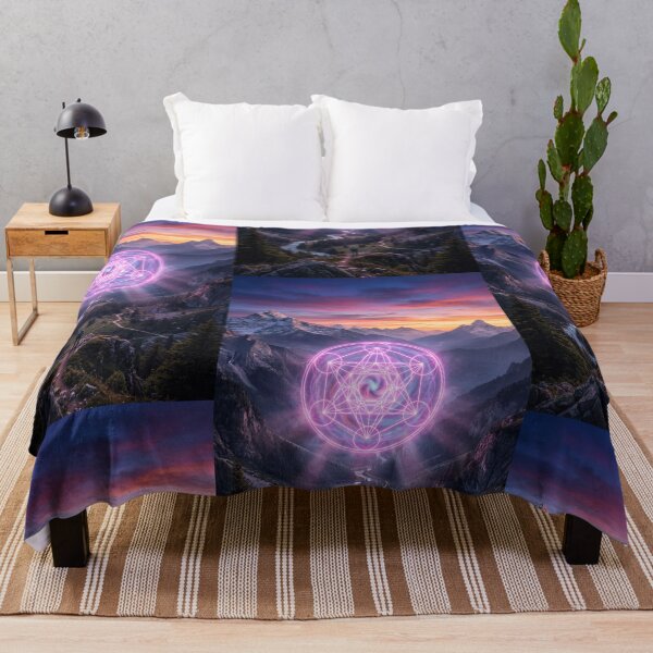 Item preview, Glowing Pink Metatron's Cube Mountain Valley Sunset | Monkeybusiness designed and sold by monkeybusiness.pt.