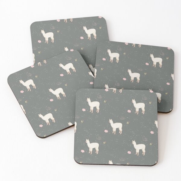 Item preview, Cute Watercolor Llama with Pink Flowers Slate Grey Pattern designed and sold by svitlaarty.