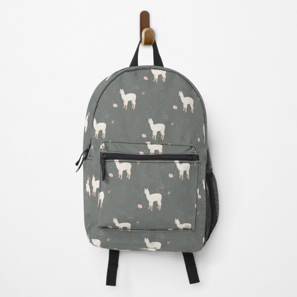 Item preview, Cute Watercolor Llama with Pink Flowers Slate Grey Pattern designed and sold by svitlaarty.