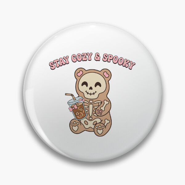 Item preview, Skeleton teddy bear drinking coffee “Stay Cozy & Spooky” designed and sold by PechiStudio.