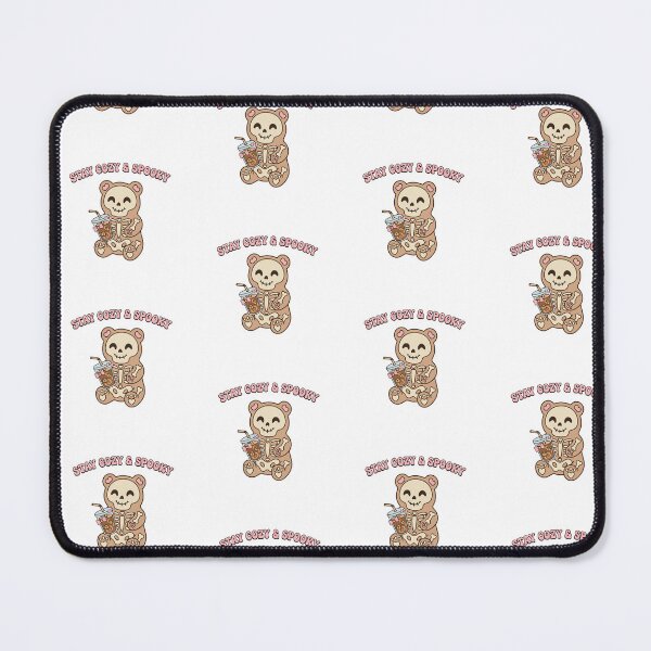 Item preview, Skeleton teddy bear drinking coffee “Stay Cozy & Spooky” designed and sold by PechiStudio.