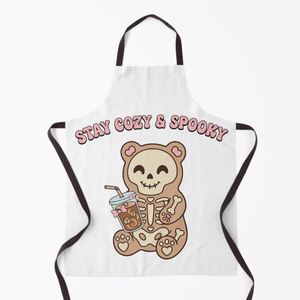 Item preview, Skeleton teddy bear drinking coffee “Stay Cozy & Spooky” designed and sold by PechiStudio.