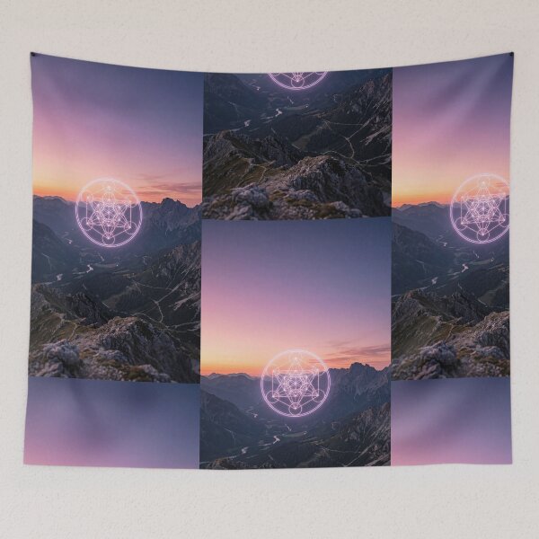 Item preview, Glowing Sacred Geometry Mountain Peak Sunset | Monkeybusiness designed and sold by monkeybusiness.pt.