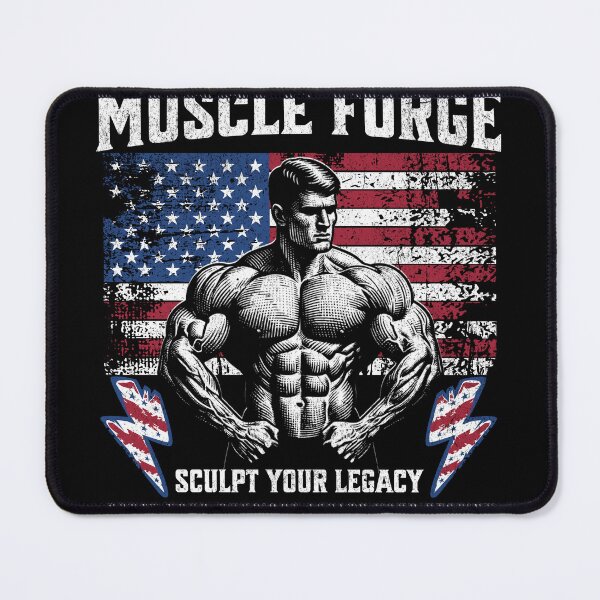 Item preview, Muscle Forge Sculpt Your Legacy T-Shirt, American Flag Bodybuilder Tee, Gym Fitness Graphic Shirt, Workout Motivation Gift designed and sold by vec4u.